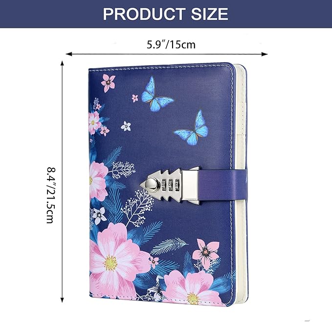 NectaRoy PU Leather Combination Lock Diary Writing Organiser size