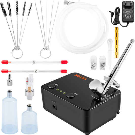 VEVOR Portable Airbrush Kit with Compressor, Dual-Action Gravity Feed, Multi-Purpose