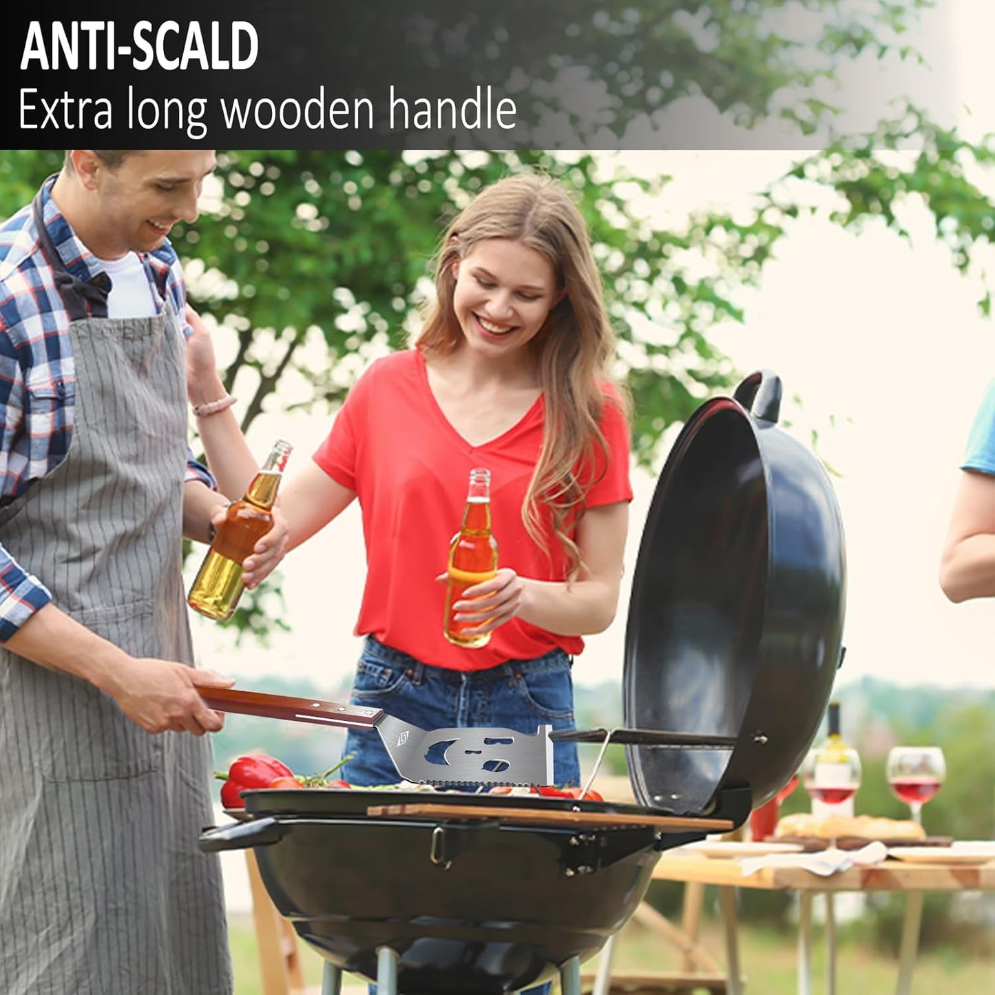 7‑In‑1 17‑Inch Heavy‑Duty BBQ Spatula with Scraper and Bottle Opener
