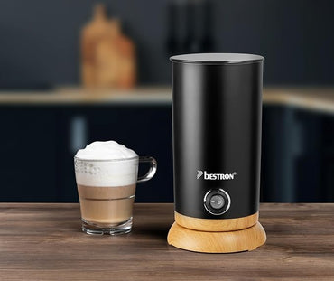 Bestron AMF8050 Electric Milk Frother 300ml Black Wood