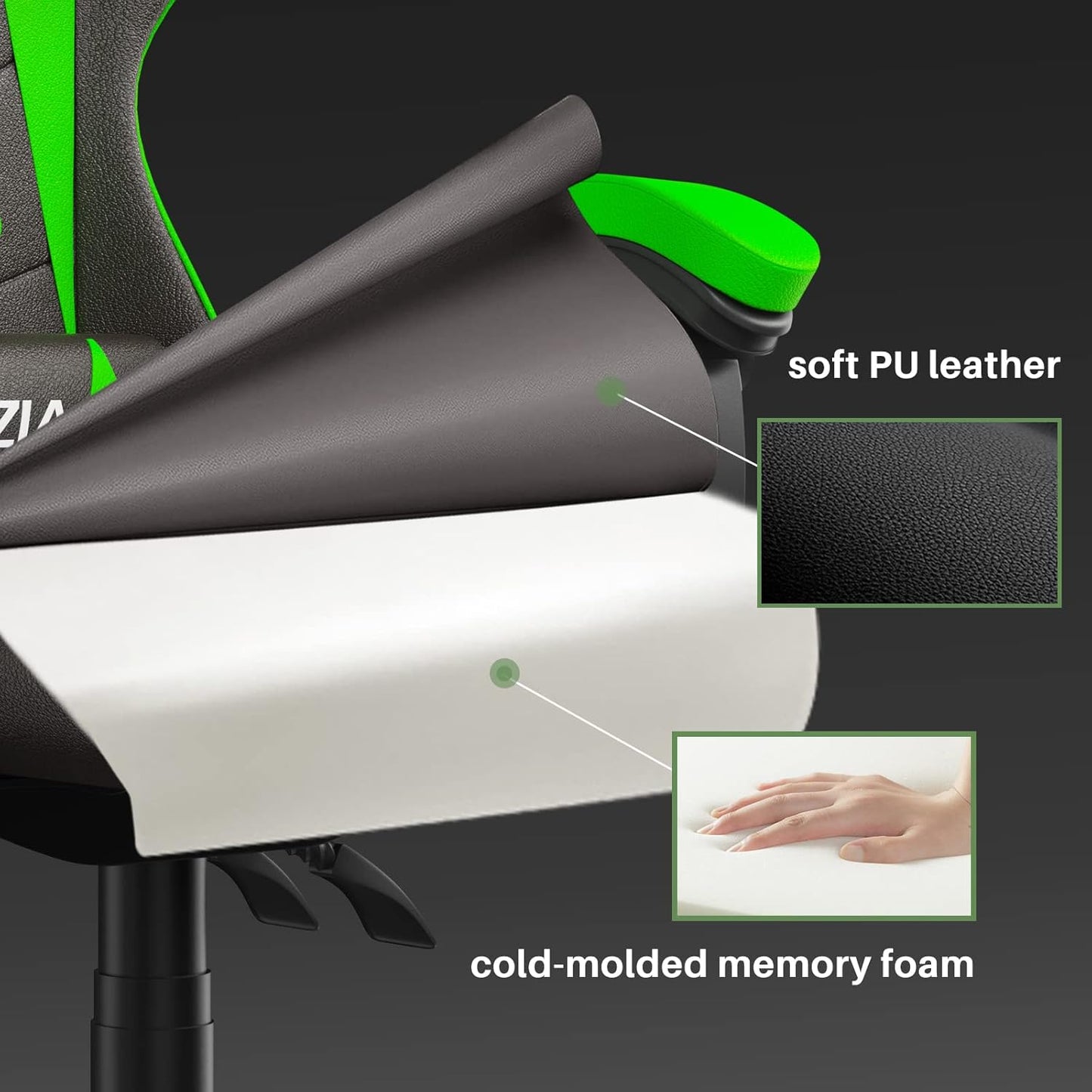 Bigzzia Cute Cat-Ear Gaming Chair with Massage Lumbar, Reclining