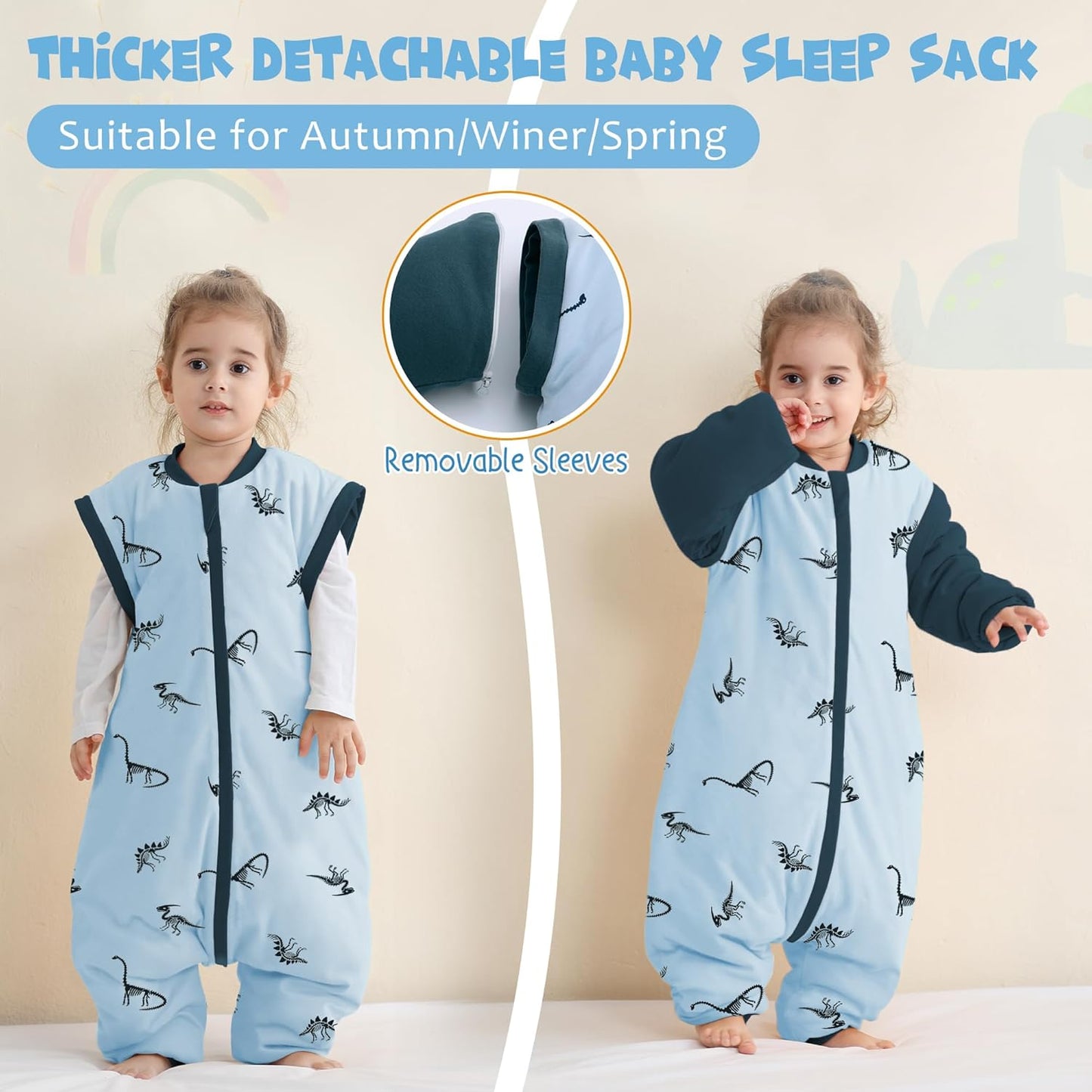 Portable Baby Sleep Blanket with Feet – 100% Cotton, Warm 2.5 Tog, 6‑18 Months