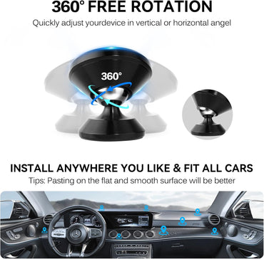 ivoler 2-Pack Magnetic Car Phone Holder 360° Rotation Black
