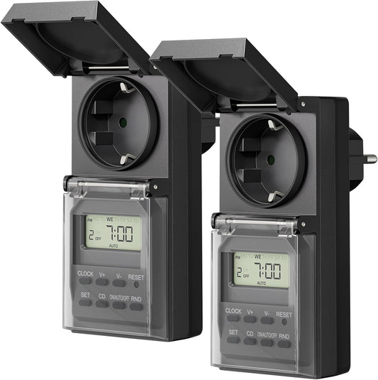 DEWENWILS Digital Plug Timer Outdoor IP44 2-Pack 16A 3680W