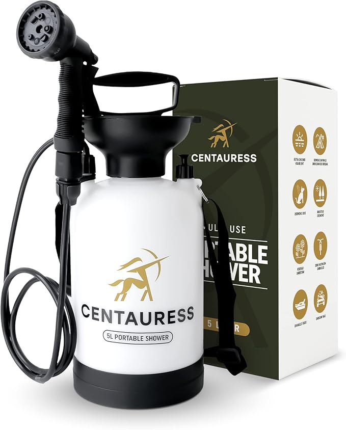 Portable Camping Shower Pump Kit with Showerhead Holder and Valve