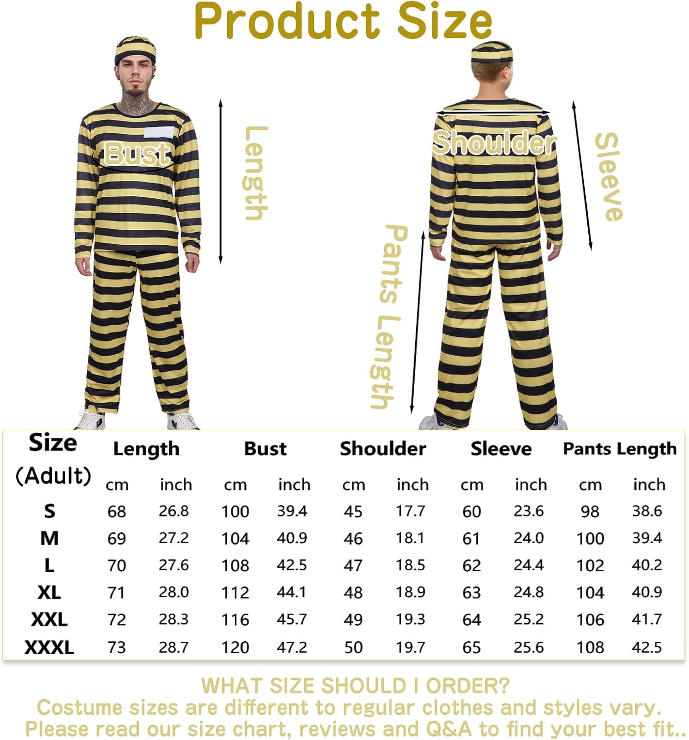 Orange Prisoner Jumpsuit Adult Costume with Hat and Handcuffs