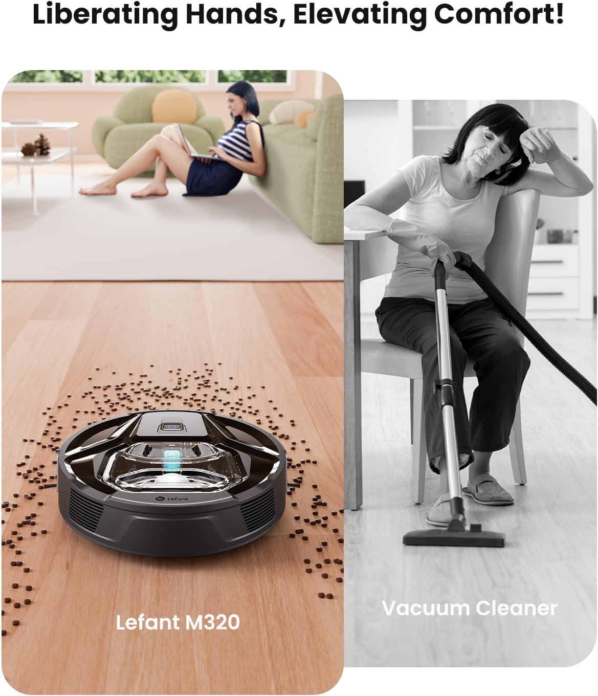 Lefant M320 Robot Vacuum with 6000Pa Suction, Carpet Detection, Mop