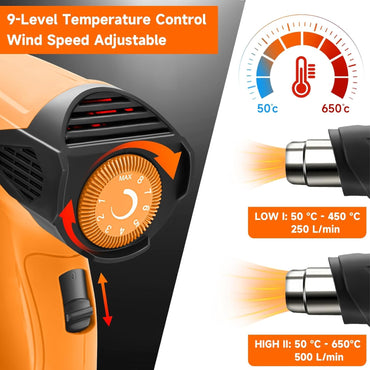 AIUNAOM 2000W Professional Heat Gun with 9 Temperature Settings