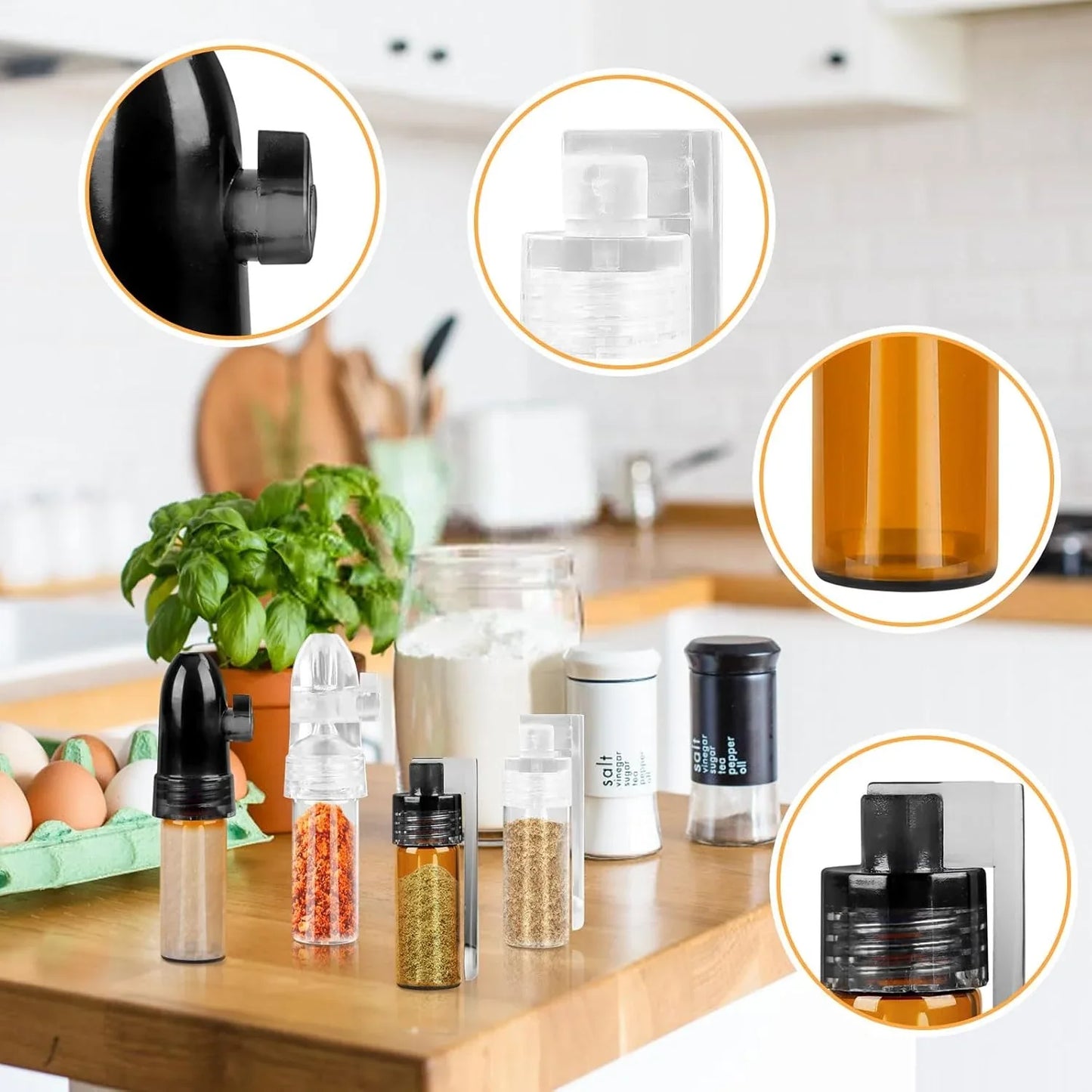 Portable Mini Powder Dosing Bottles with Funnel and Spoon, 7-Pack Spice Tool Kit. - Gomix Brands Outlet