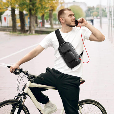 VARLIVOO Men's Waterproof USB Charging Sling Chest Bag for Tech & Travel