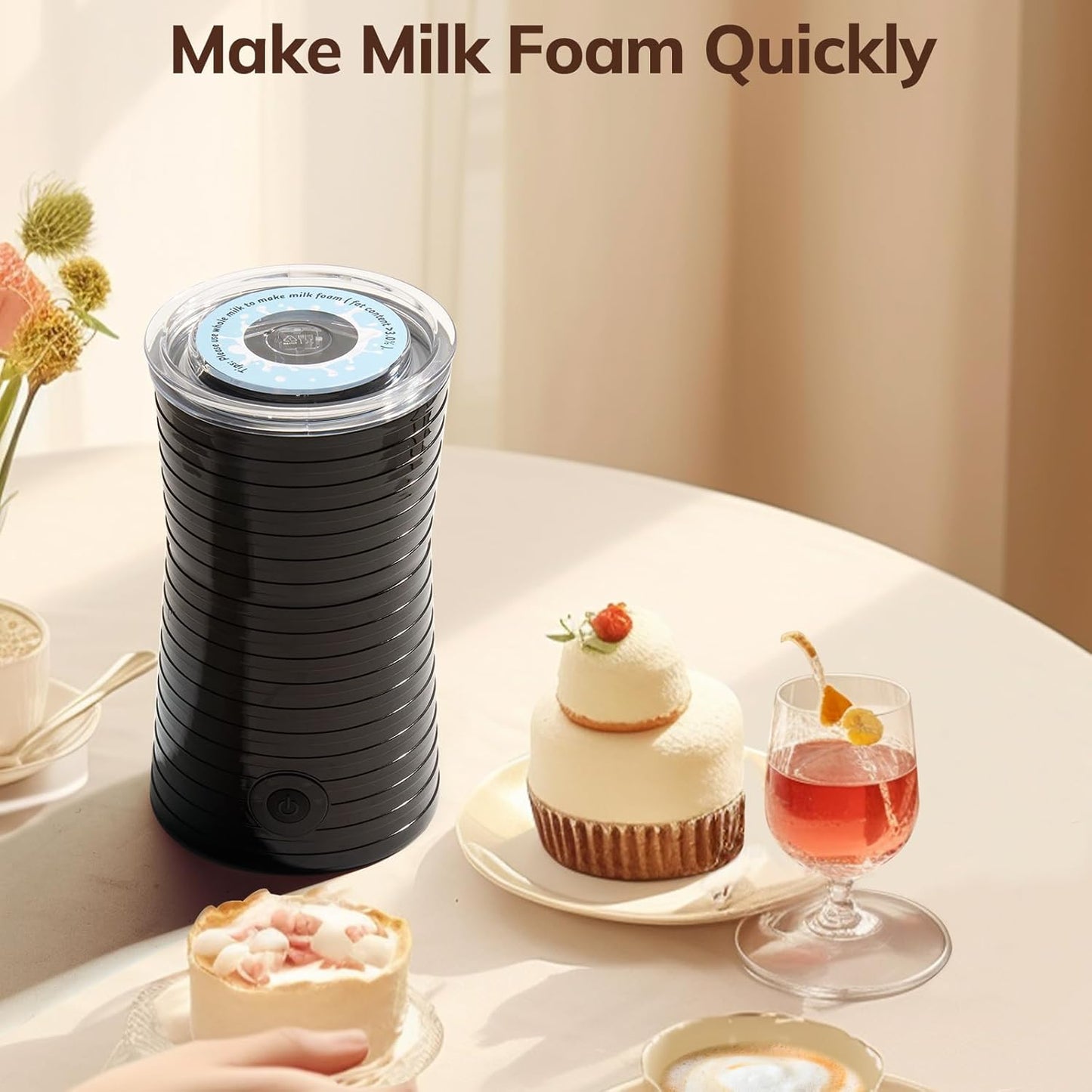 Morpilot 4-in-1 Electric Milk Frother with Quiet Non-Stick Design