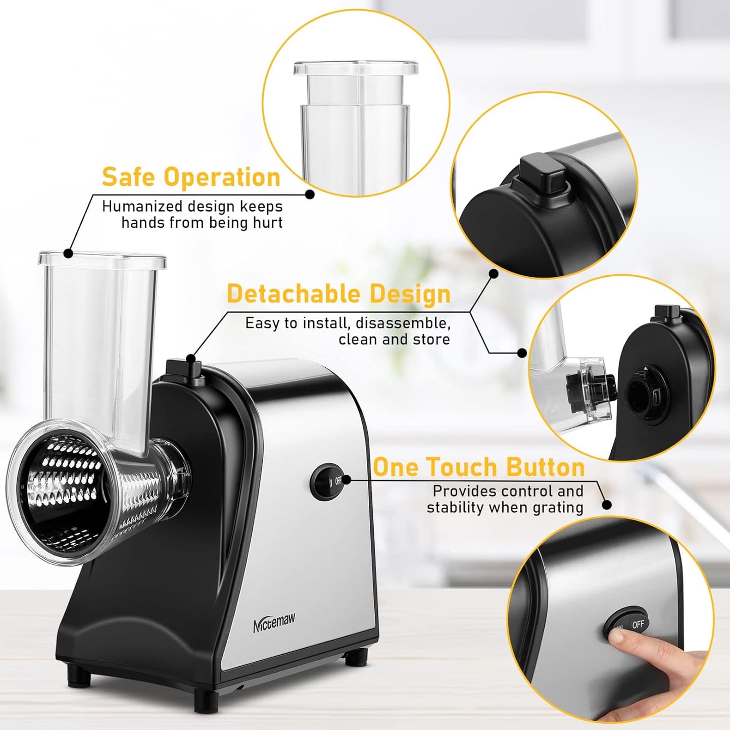 Nictemaw 250W Electric Vegetable Cutter with 5 Interchangeable Drums