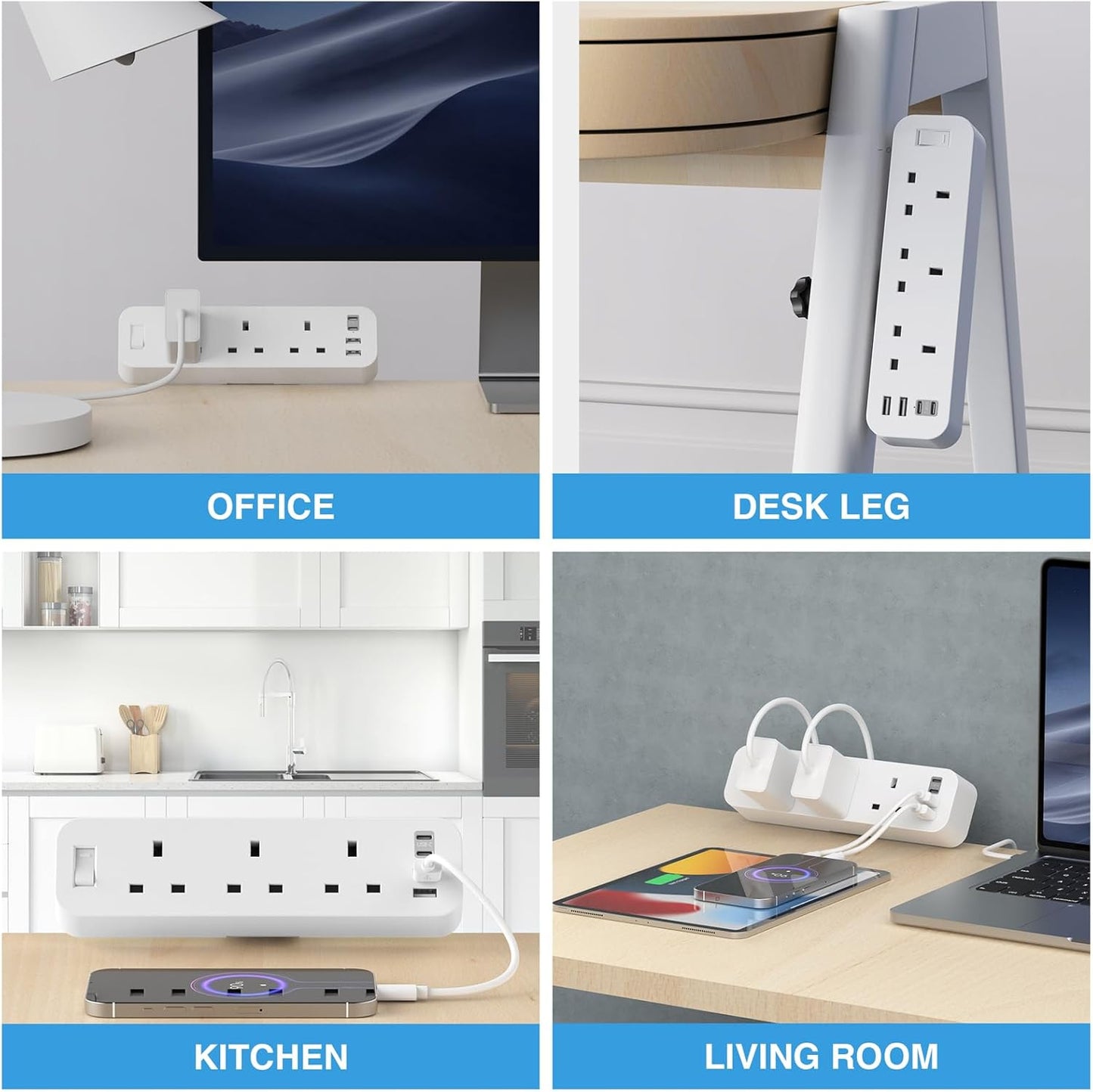 Anvode Black Multi Extension Socket: Durable Power Strip for Home & Workshop