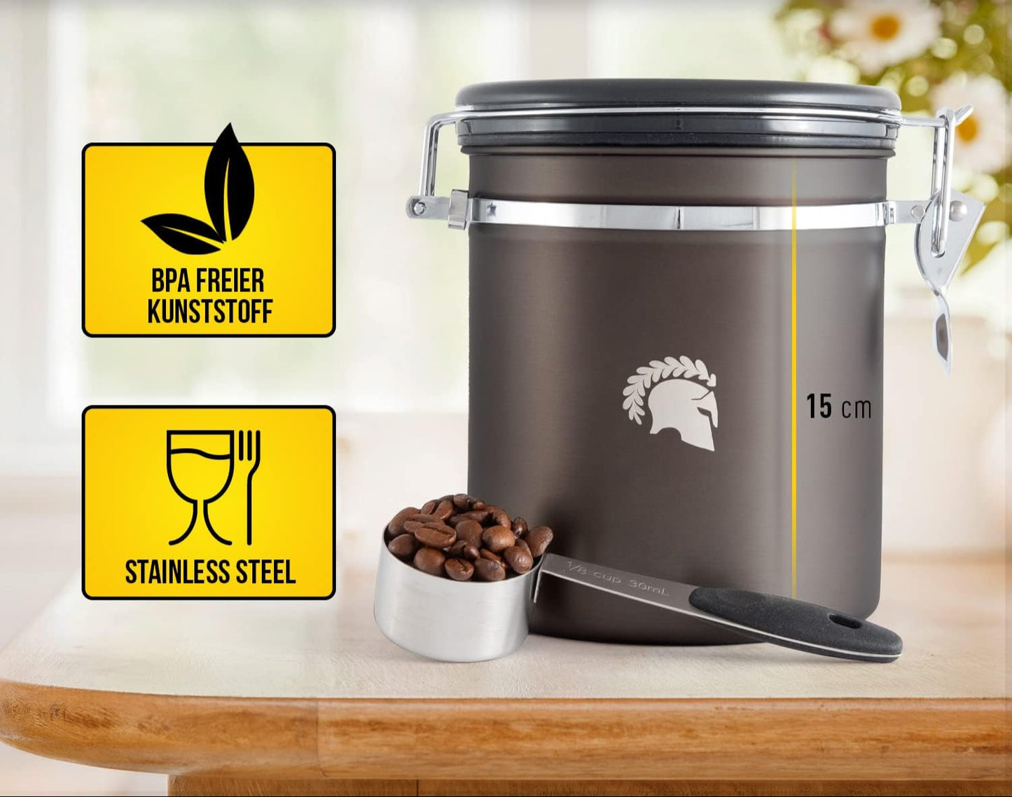 Barista Legends Airtight Stainless Steel Coffee Jar 500g with Calendar