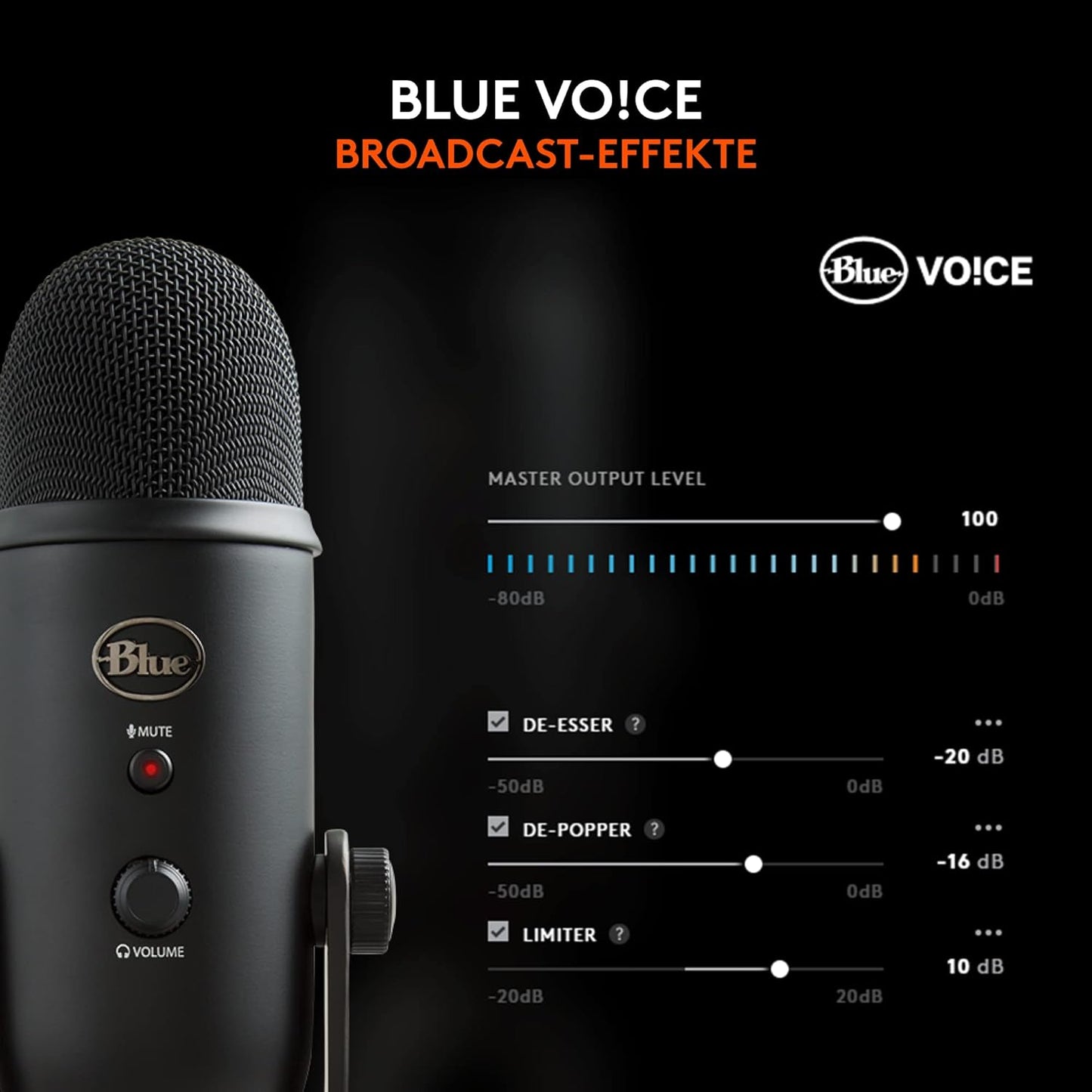 Blue Yeti Blackout USB Microphone: Studio Quality Recording and Streaming
