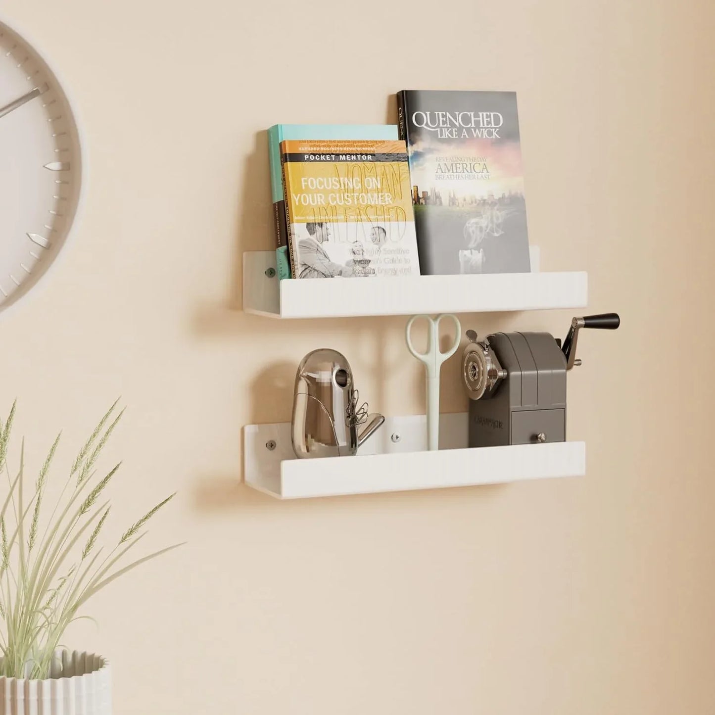 HexsonHomsa 12 Inch White Acrylic Wall Shelf – Sturdy Floating Organizer - Gomix Brands Outlet