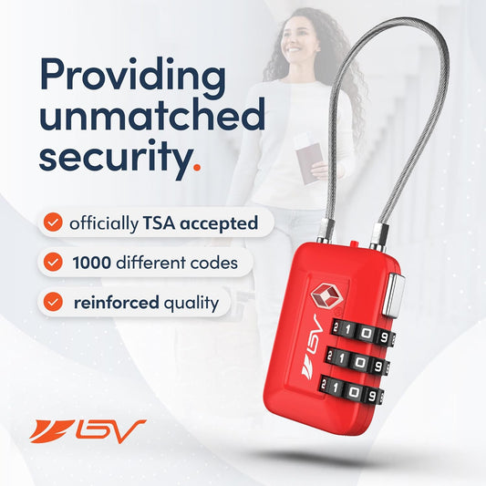 TSA-Approved Red Combination Travel Lock Set – 6 Pack for Luggage