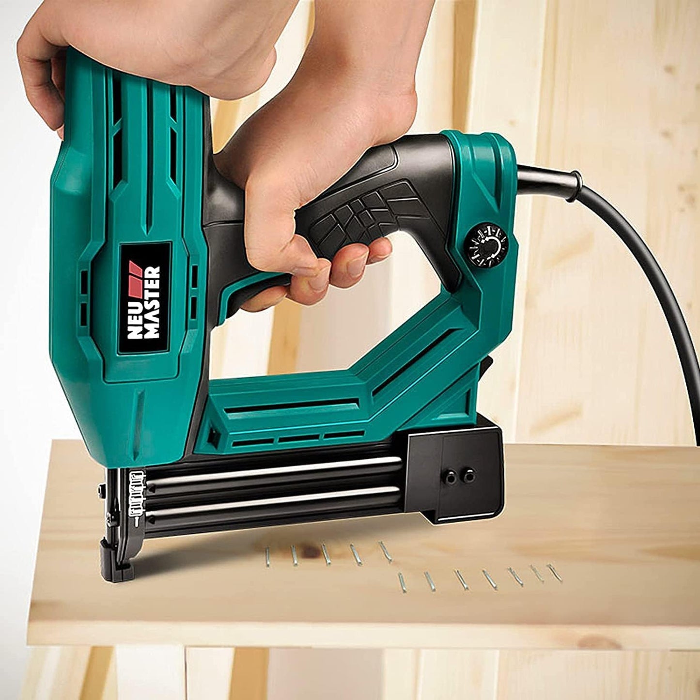 NEU MASTER Electric Brad Nailer 2-in-1 Staple & Brad Gun for DIY Projects