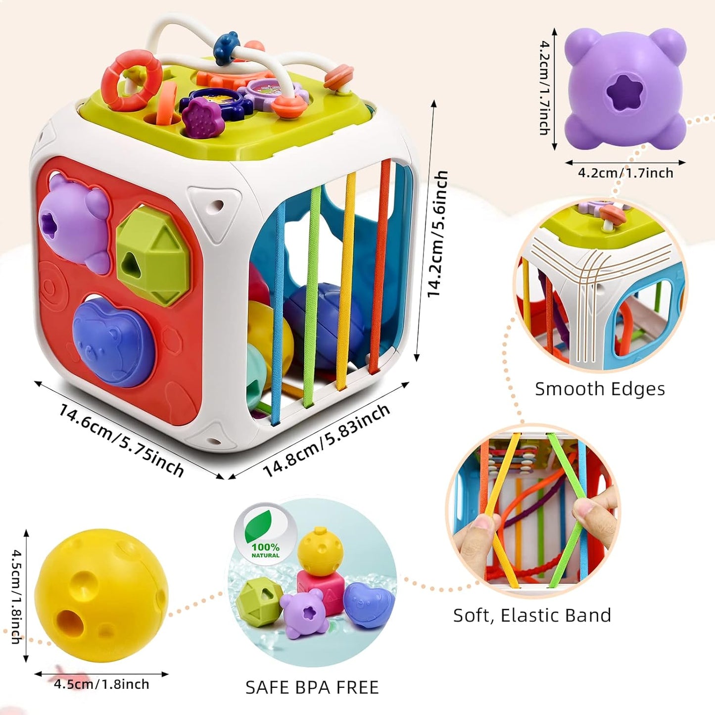 AiTuiTui 7-in-1 Montessori Activity Cube for Toddlers Learning