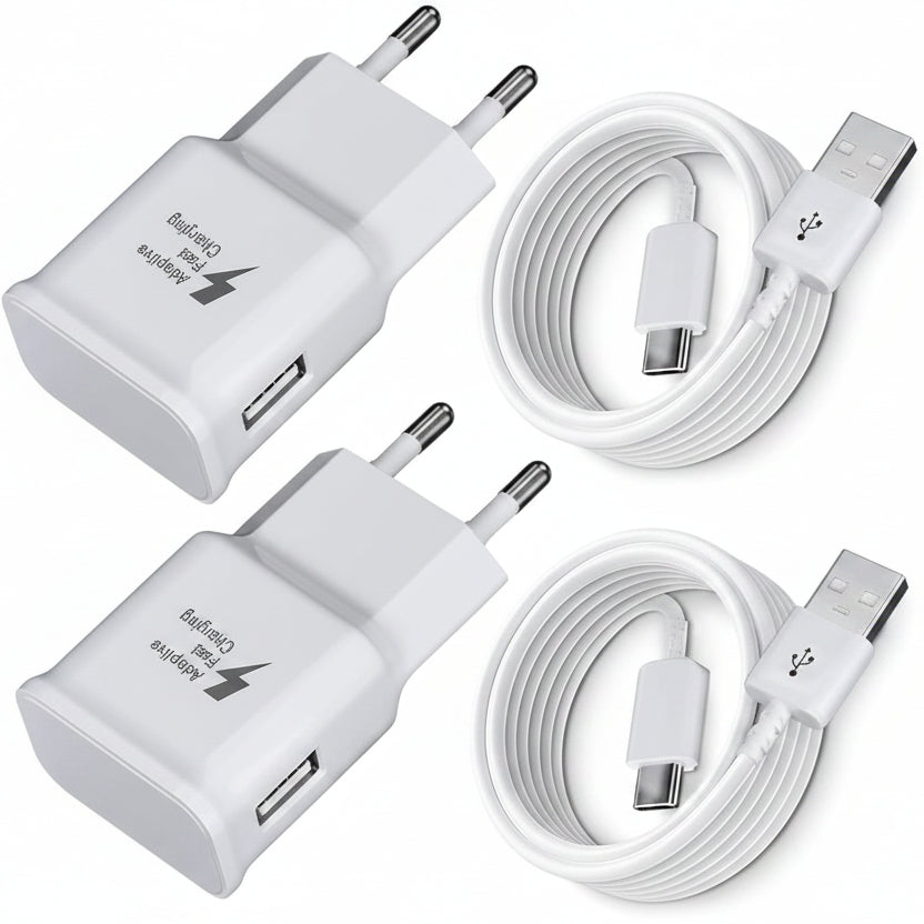 Kayshow 2-Pack Adaptive Fast Charger with USB-C Cable for Samsung Galaxy