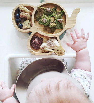 Koko Kids Elephant Suction Plate Natural Bamboo Mint
