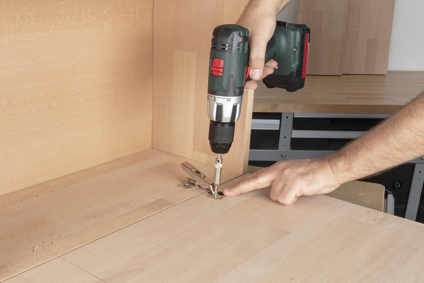 Wolfcraft Hinge Hole Set: Precise 35mm Drilling for Easy Pot Hinge Installation