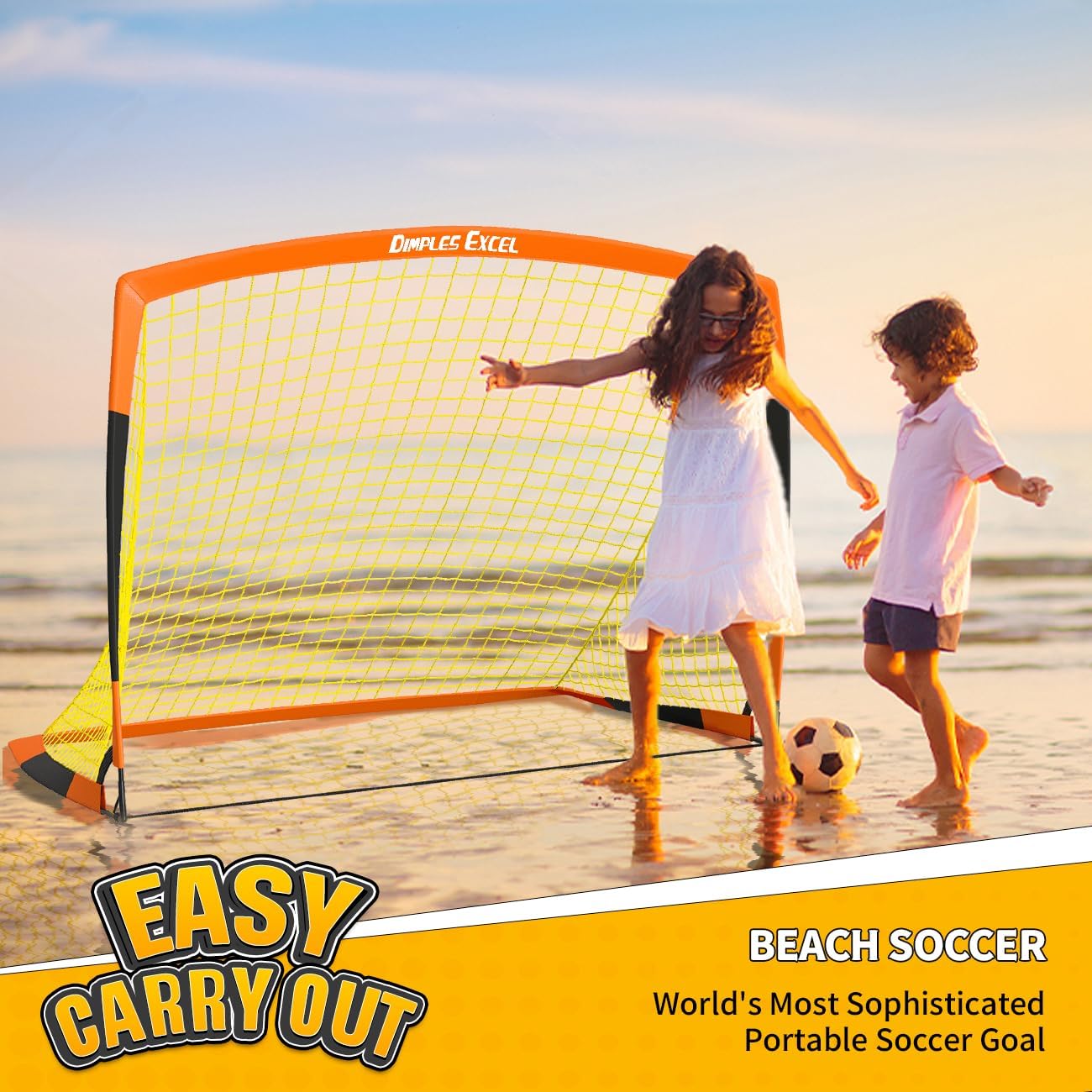 Dimples Excel Portable 4x3 ft Orange Football Goal Net
