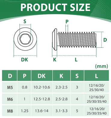 Bolatus 20-Pack M5x25mm Black Flat Head Stainless Steel Screws