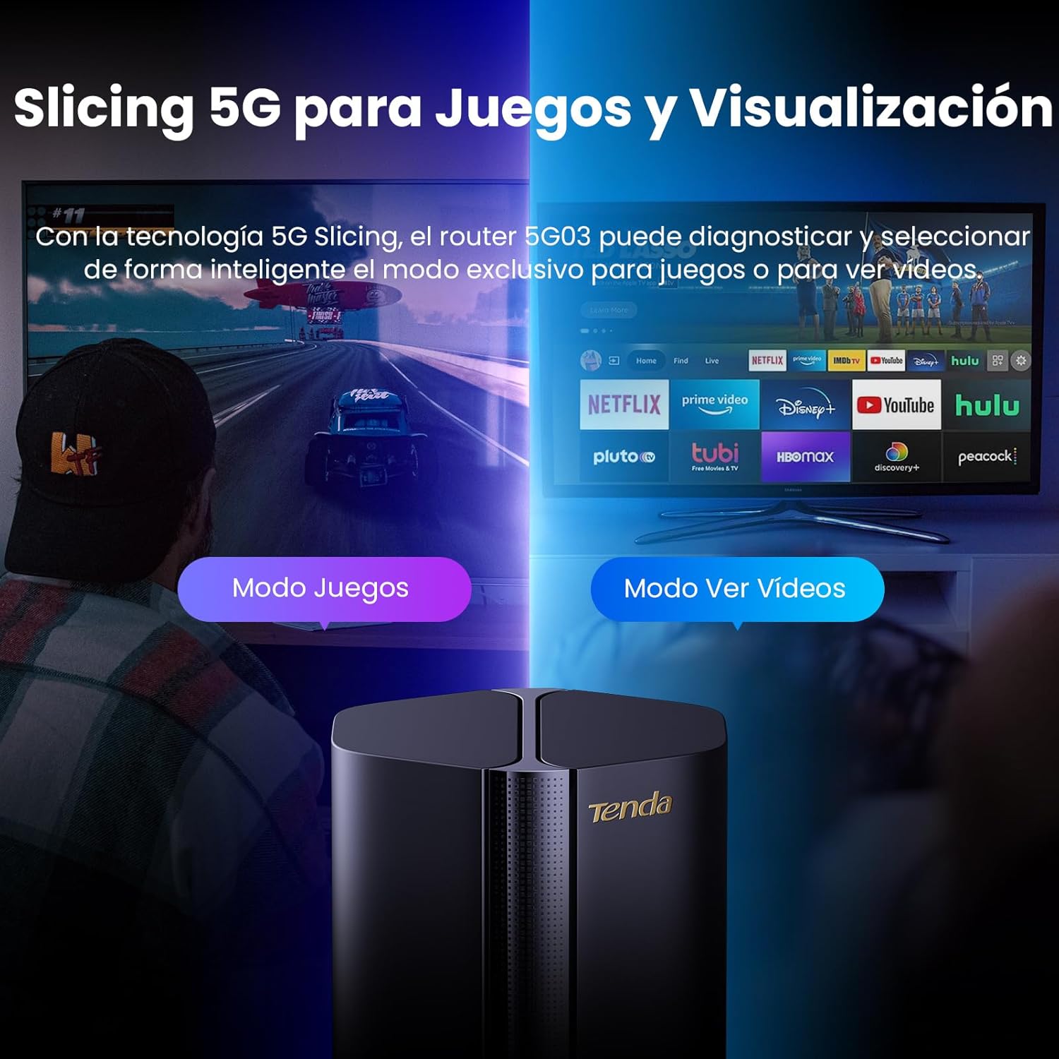 Tenda 5G03 Wi‑Fi 6 AX1800 5G LTE Router with Dual Gigabit