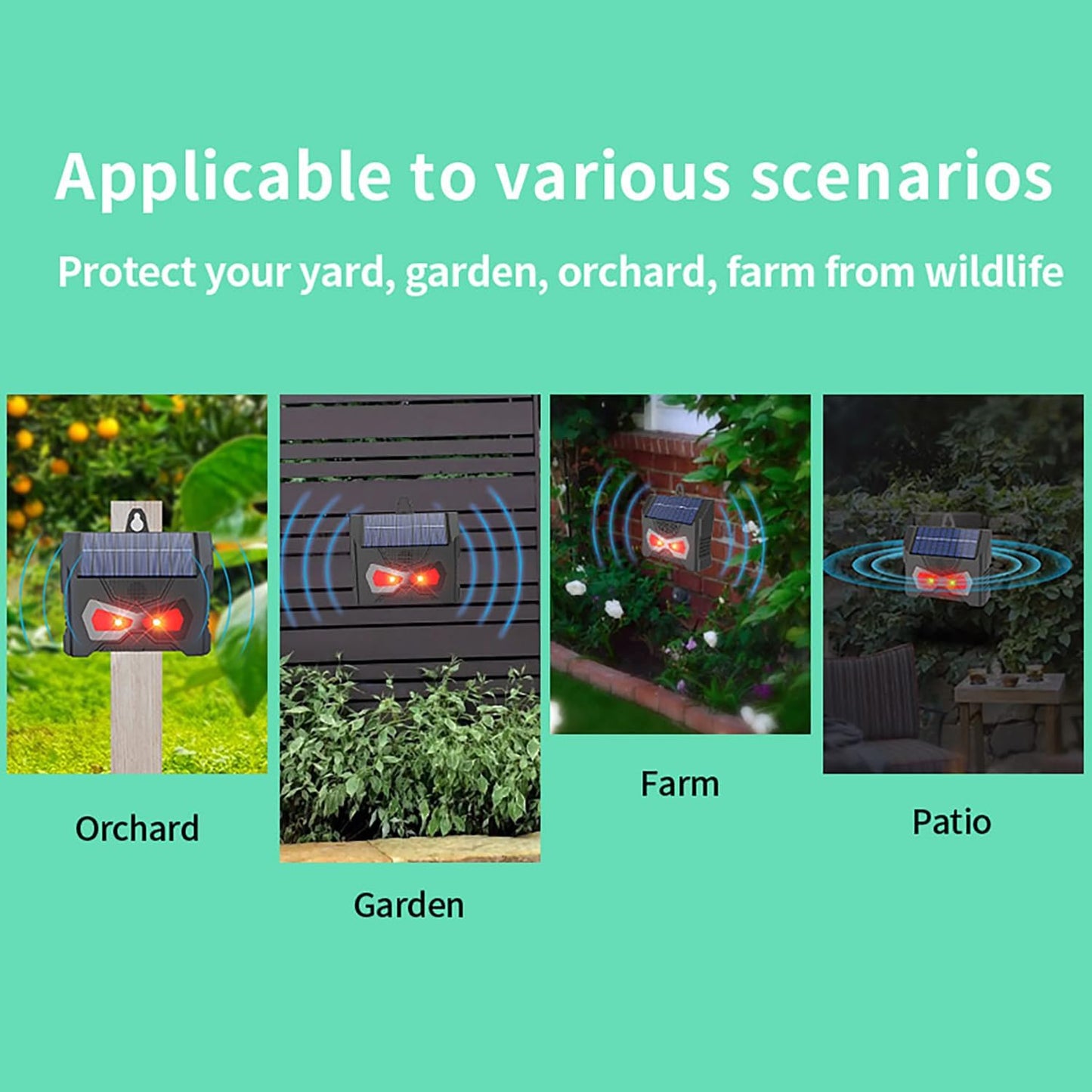 Solar-Powered Outdoor Animal Repeller – Dual Pack with LED Flash