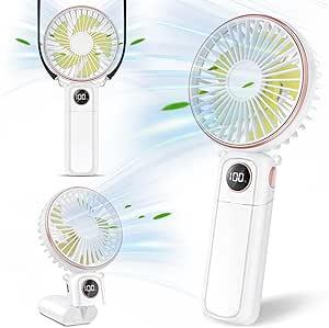 Koonie Portable Handheld Fan: 5-Speed Rechargeable Battery Operated Mini Desk Fan - Gomix Brands Outlet