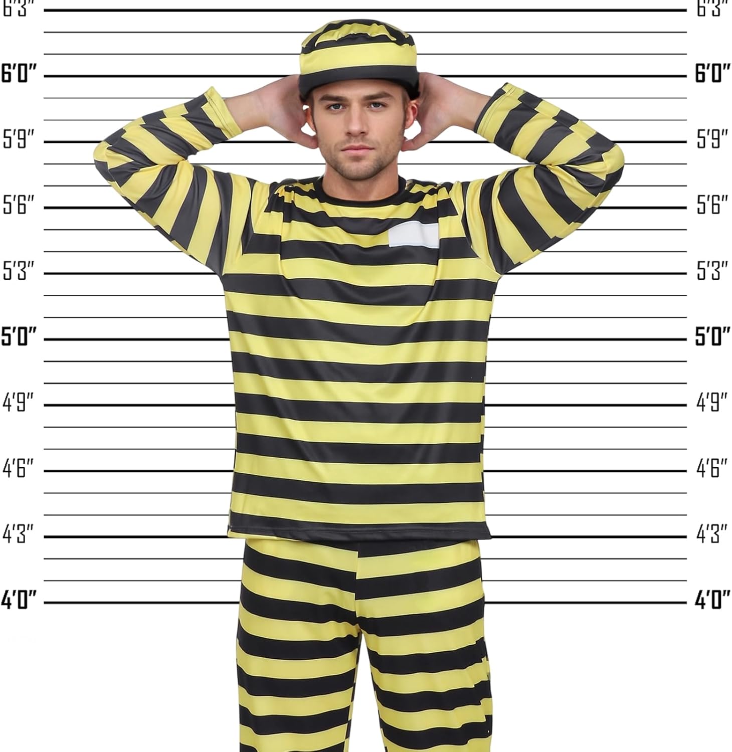 Orange Prisoner Jumpsuit Adult Costume with Hat and Handcuffs
