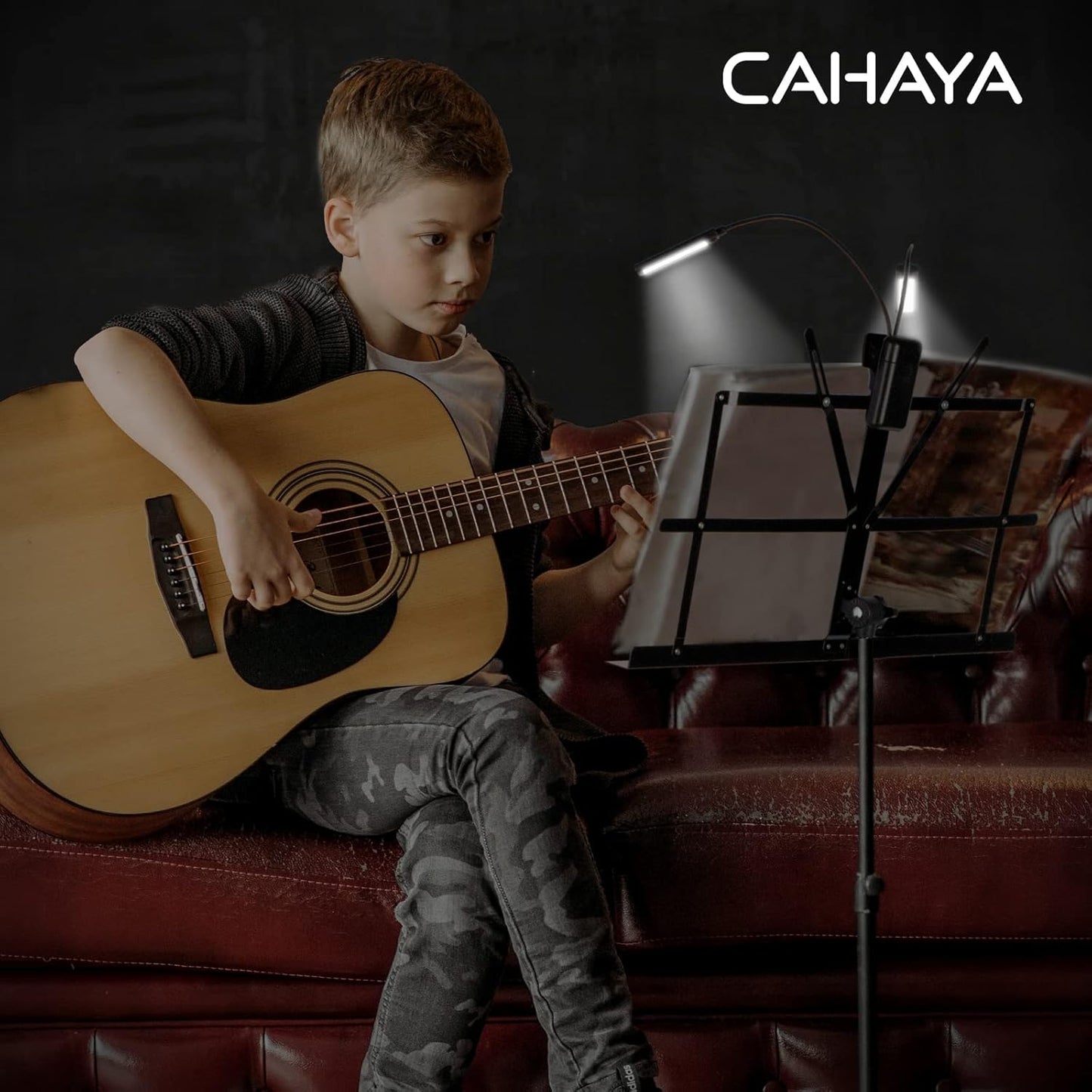 CAHAYA Portable Foldable Music Stand with LED Light and Table Holder