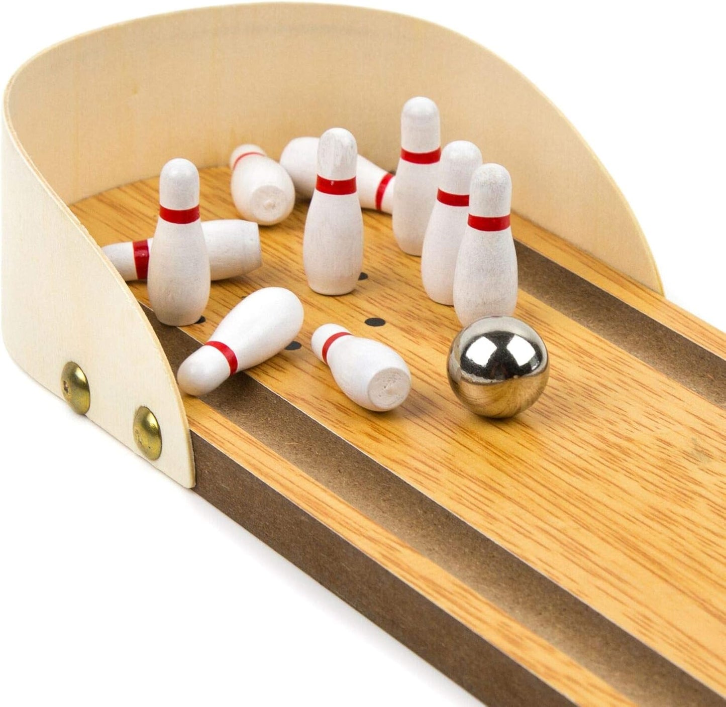 Toysery Wooden Tabletop Mini Bowling Set - Compact Desk Game