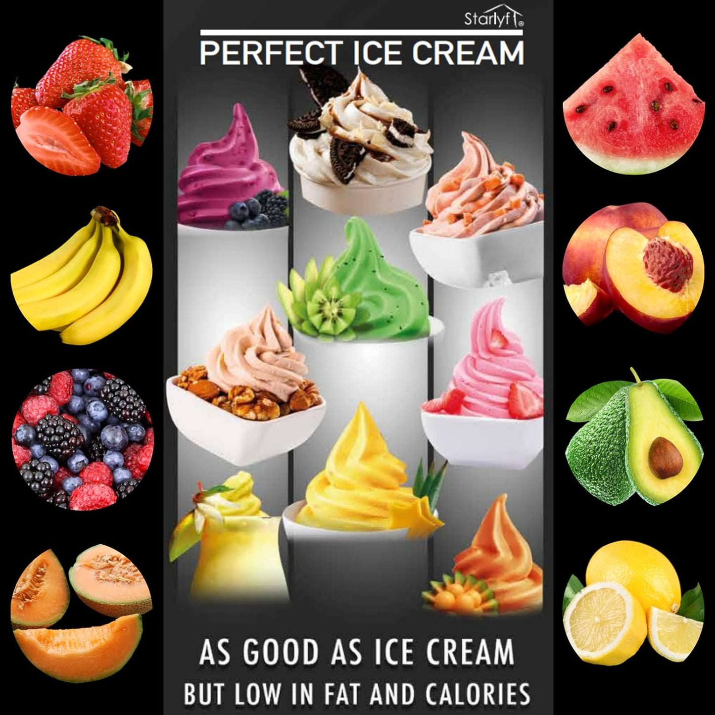 Starlyf Natural Ice Cream Maker with 6 Nozzles, Gluten-Free