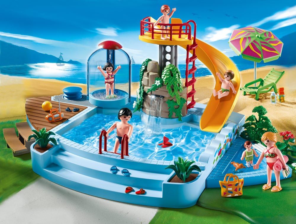 Playmobil 4858 Vibrant Pool with Water Slide Set
