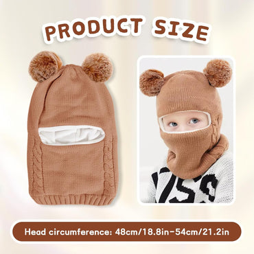 Fadcaer Warm Hooded Baby Winter Hat with Pom Pom