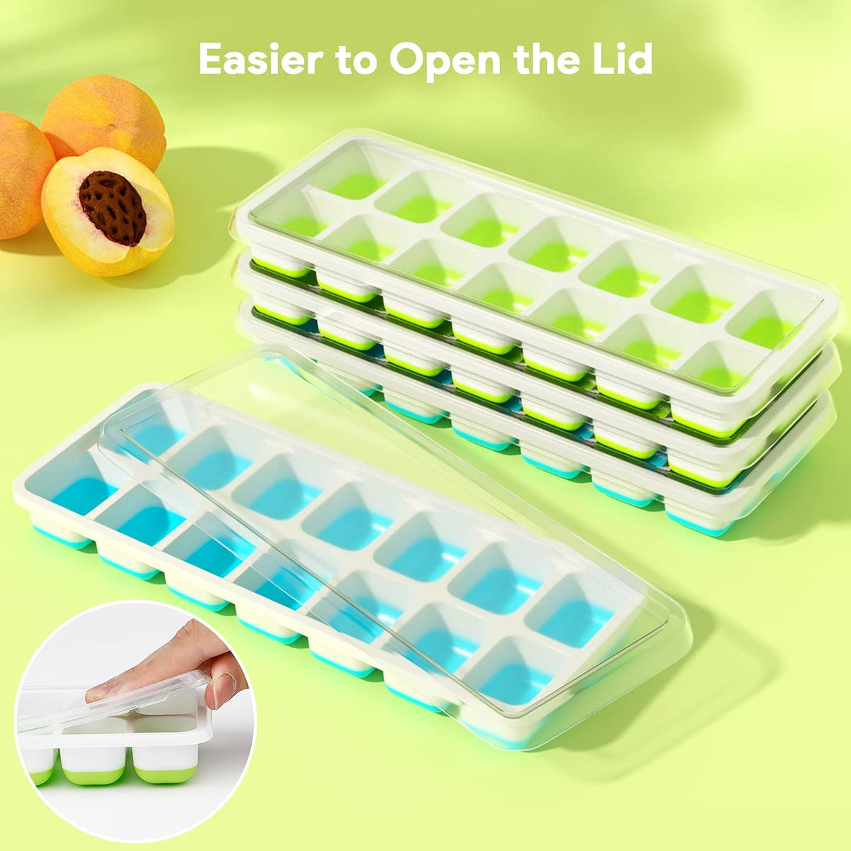 Silicone Ice Cube Tray Lid – 14 Cubes, 4 Pack