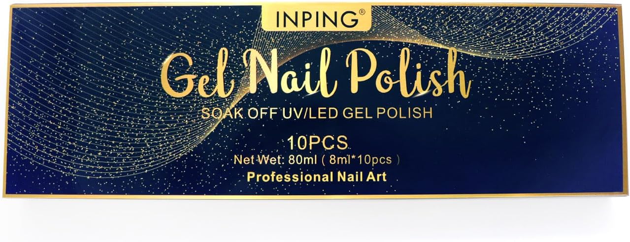 INPING 10-Color Red Black Glitter UV Gel Nail Polish Set
