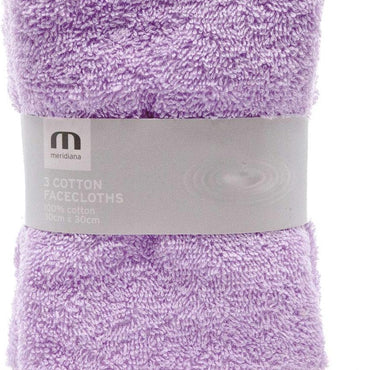 Meridiana Ultra-Soft Lavender Cotton Washcloth Set – 3 Pack