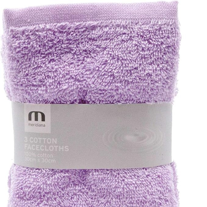 Meridiana Ultra-Soft Lavender Cotton Washcloth Set – 3 Pack