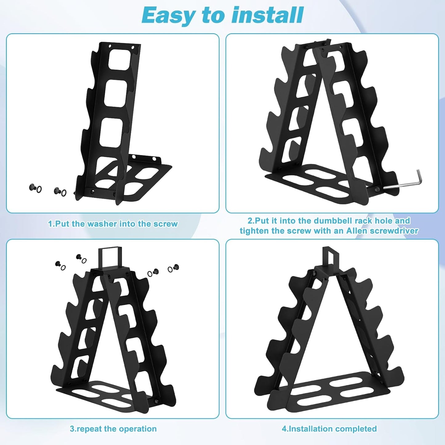 Nomiou Black Compact Triangular Dumbbell Rack for Home Gyms