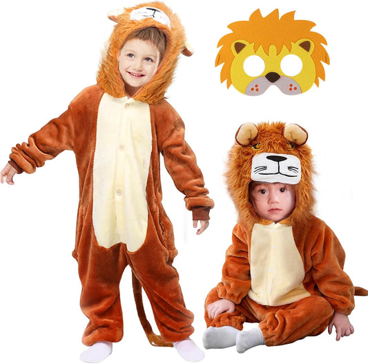 ATOWORLD Plush Lion Costume for Kids – Warm Zippered Outfit