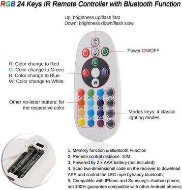 GreenSun LED Bluetooth Controller 24 Keys IR Remote 220V EU Plug for RGB Strip Light