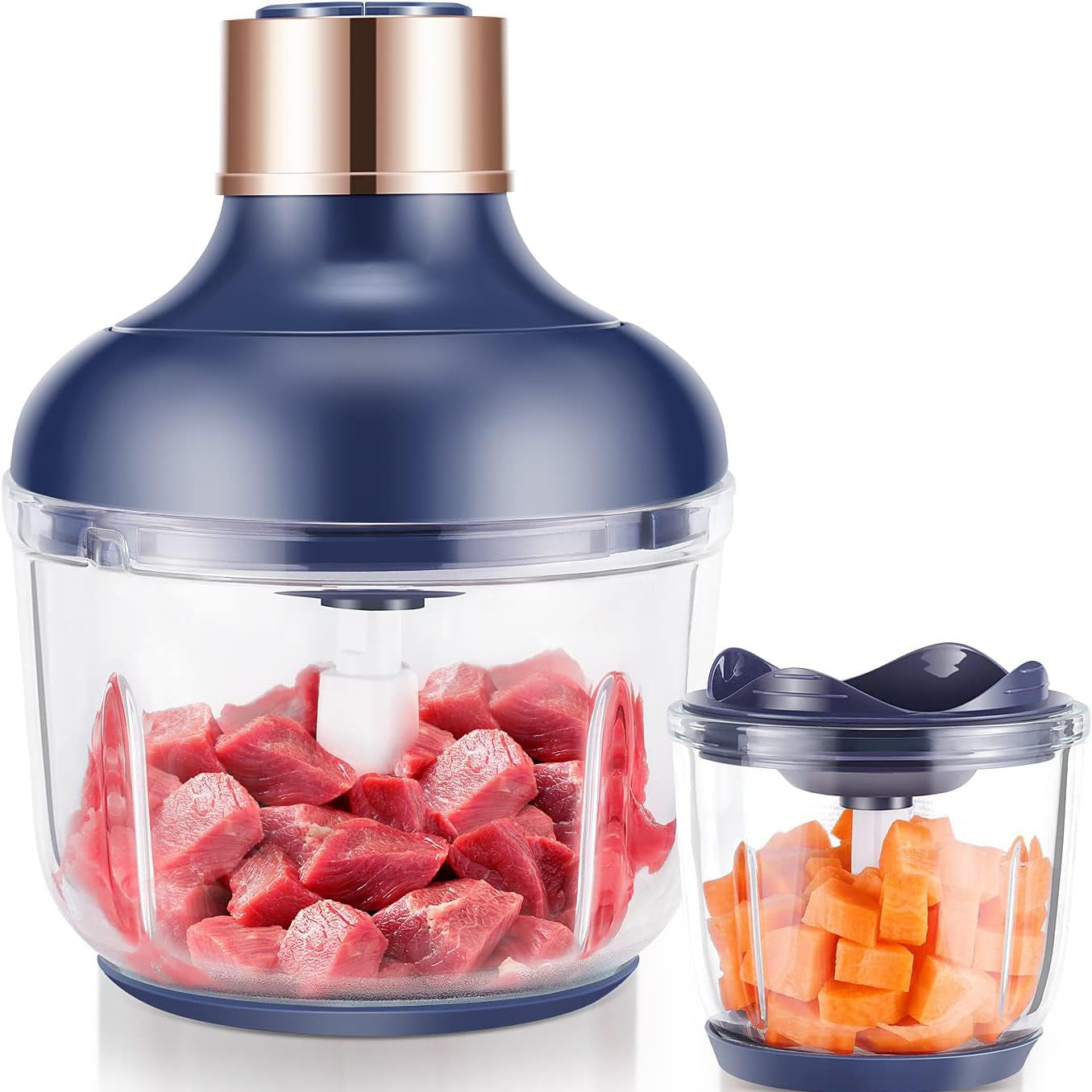 400W 2-Speed Electric Food Processor with Dual Glass Bowls