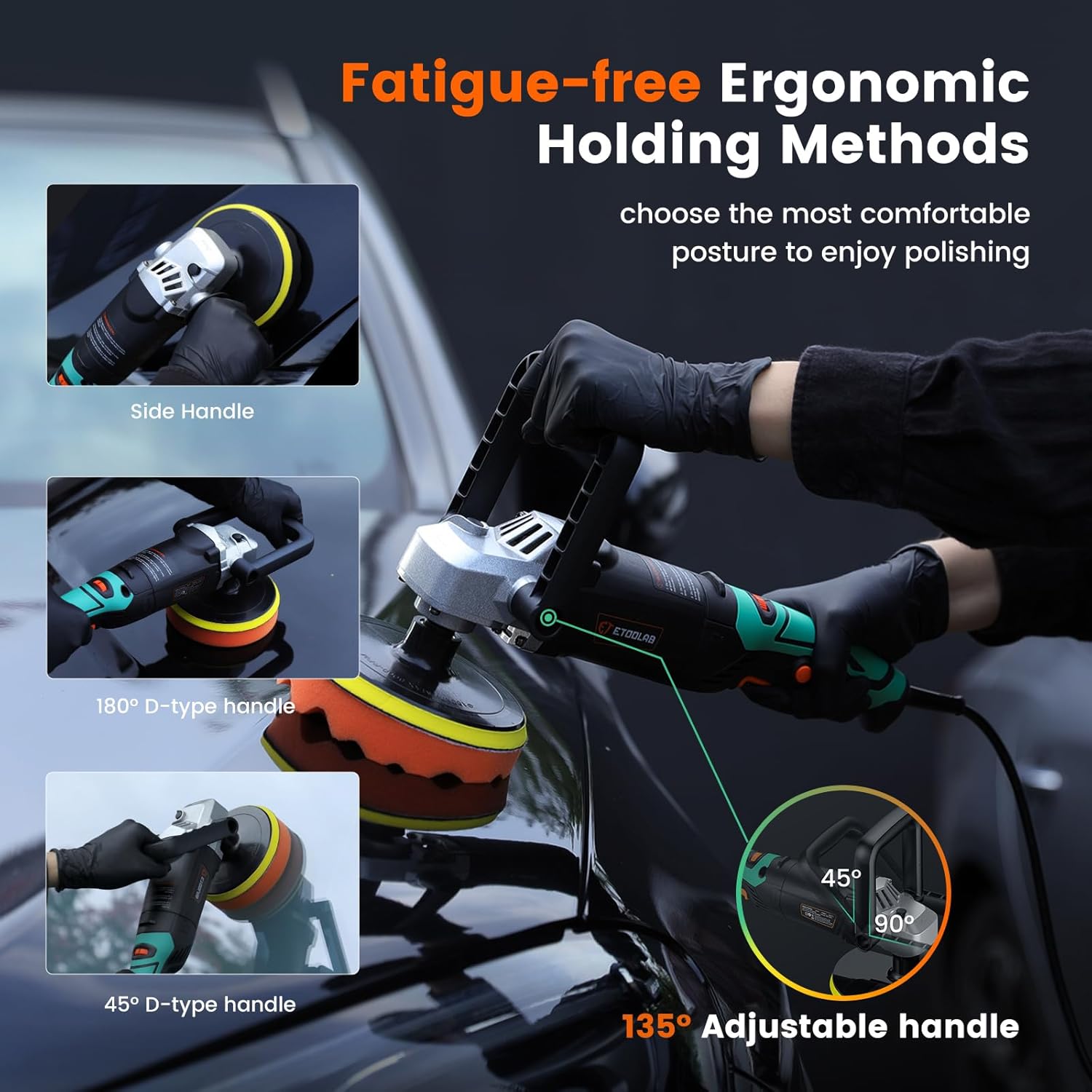 ETOOLAB 1200W Car Buffer Polisher Kit, 6 Variable Speed 6/7 Inch Detailing Machine