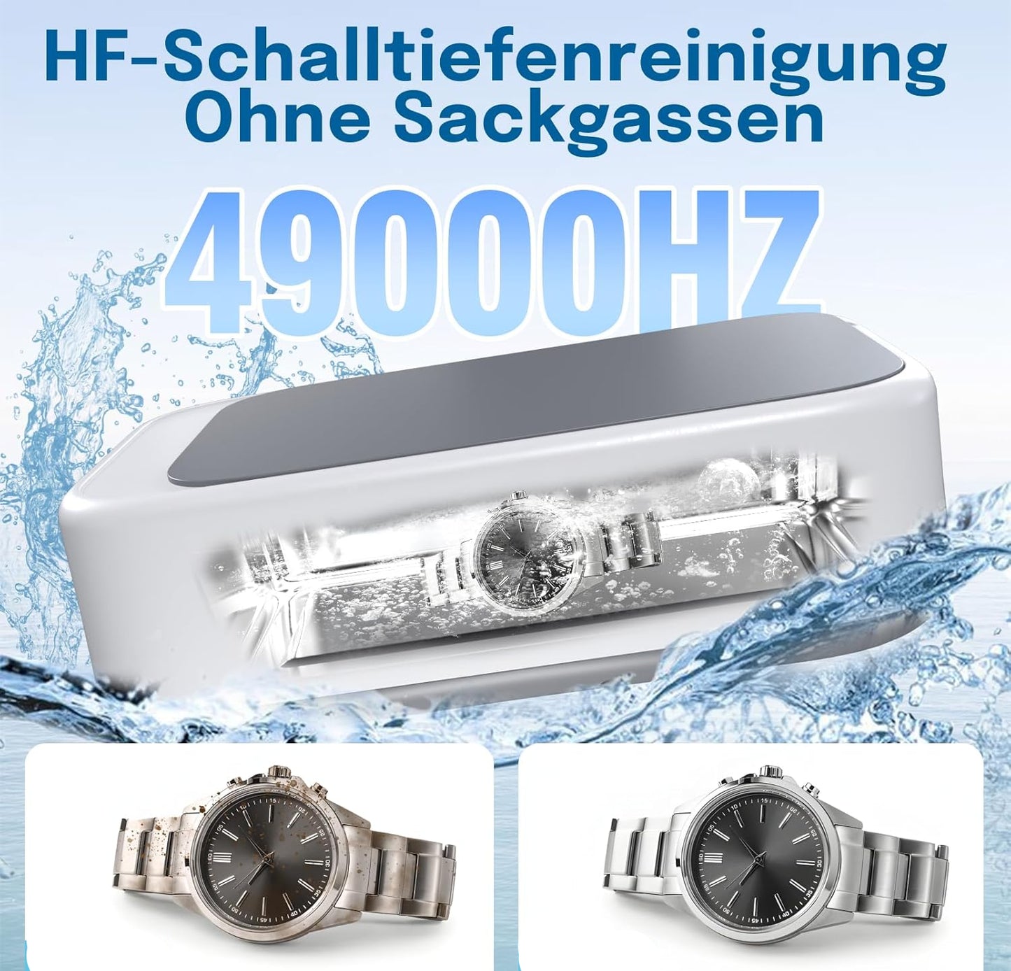 Qwyzor 640ml 49kHz Ultrasonic Cleaner for Jewelry Watches Glasses