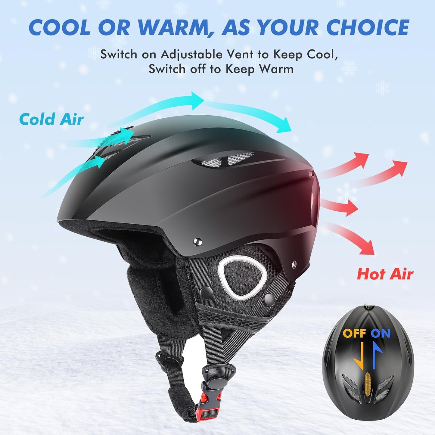 KUYOY Unisex Medium Ski Helmet with Goggle Compatibility