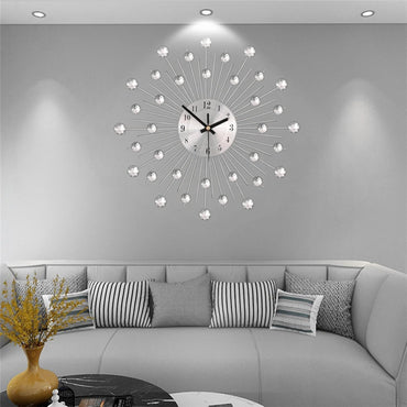 Elegant Modern Crystal Decorative Metal Silent Wall Clock for Home Decor