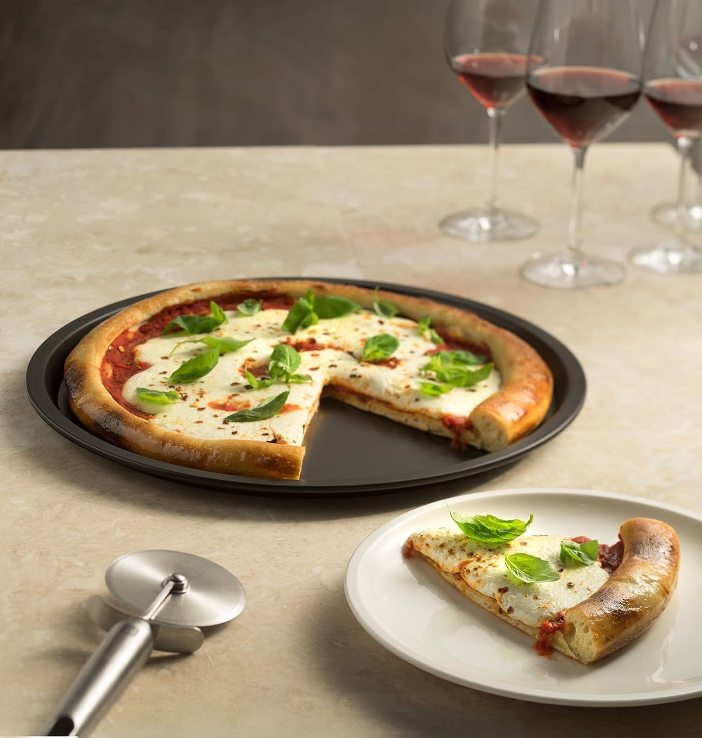 Ballarini 11‑Inch Nonstick Stainless Steel Pizza Pan – Black